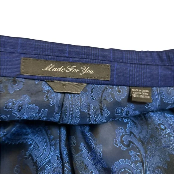 ⭐️SOLD⭐️ Old Money Paisley Lined Slim Fit Blue 100% Wool Suit Indochino 2-Piece - Picture 14 of 16